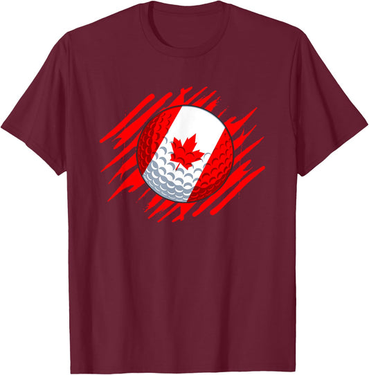 Golf Ball With The Flag Of Canada T-Shirt - T-Shirt | Maroon