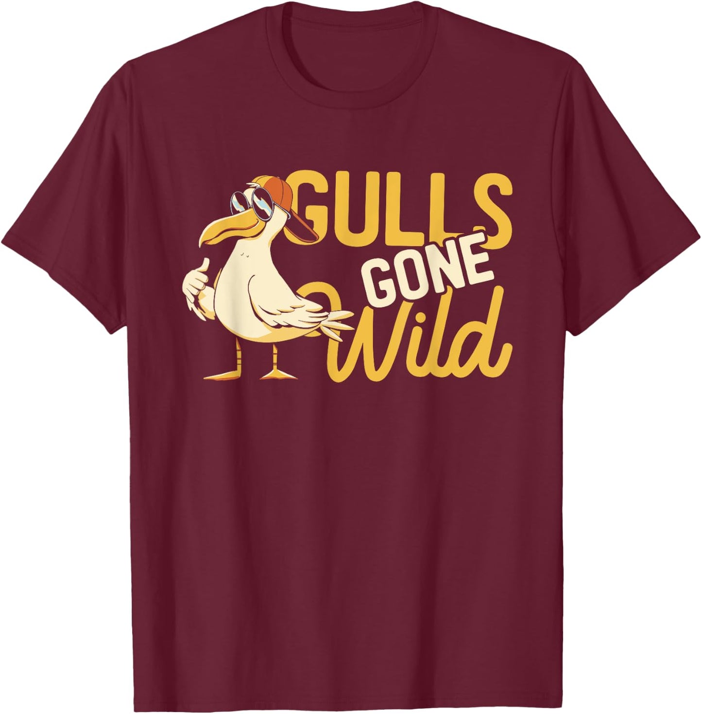 Gulls Gone Wild | Funny Seagull | Ocean Birds T-Shirt - T-Shirt | Maroon