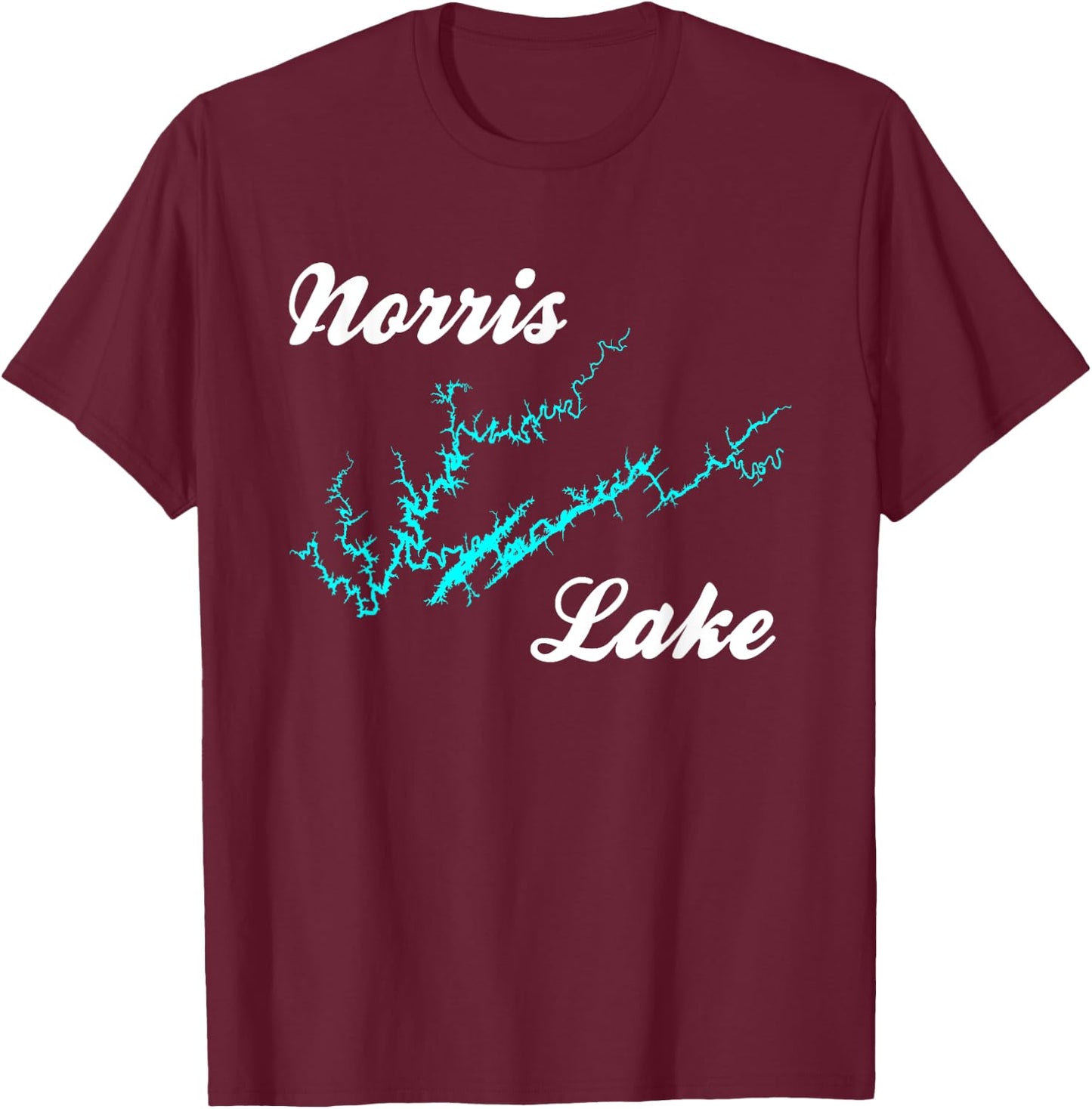 Minimalist Norris Lake, Tennessee T-Shirt - T-Shirt | Maroon
