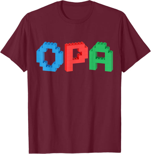 Opa Master Builder Building Bricks Blocks Family T-Shirt - T-Shirt | Maroon