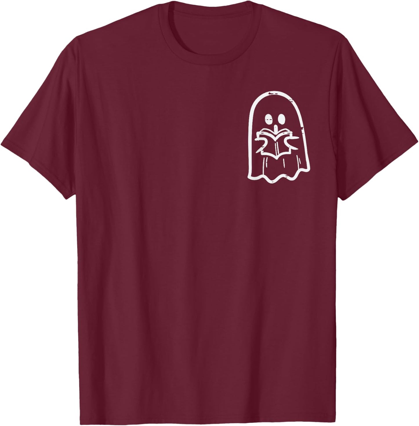 Ghost Reading Book Pocket Halloween Costume Bookworm Teacher T-Shirt - T-Shirt | Maroon