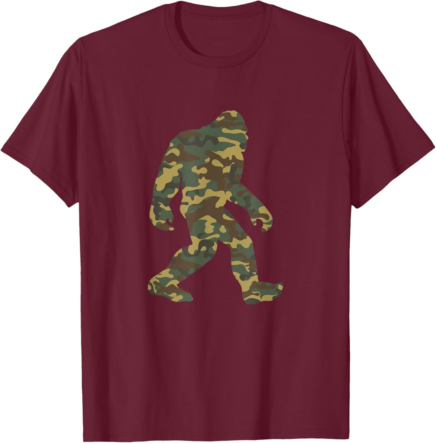 Camouflage Bigfoot Sasquatch Camo Army Pattern Big Foot T-Shirt - T-Shirt | Maroon