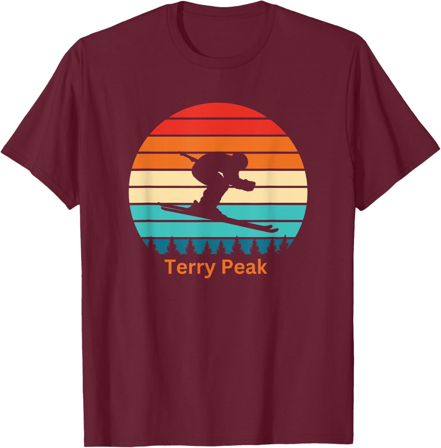 Terry Peak South Dakota Ski Resort Sunset T-Shirt - T-Shirt | Maroon