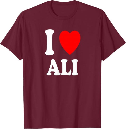 I Heart (Love) Ali Cute Matching Couple Spouse T-Shirt - T-Shirt | Maroon