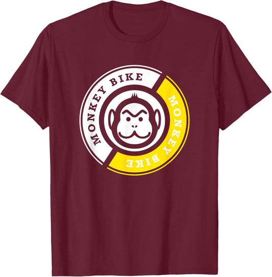 Monkey Bike Yellow Graphic T-Shirt - T-Shirt | Maroon