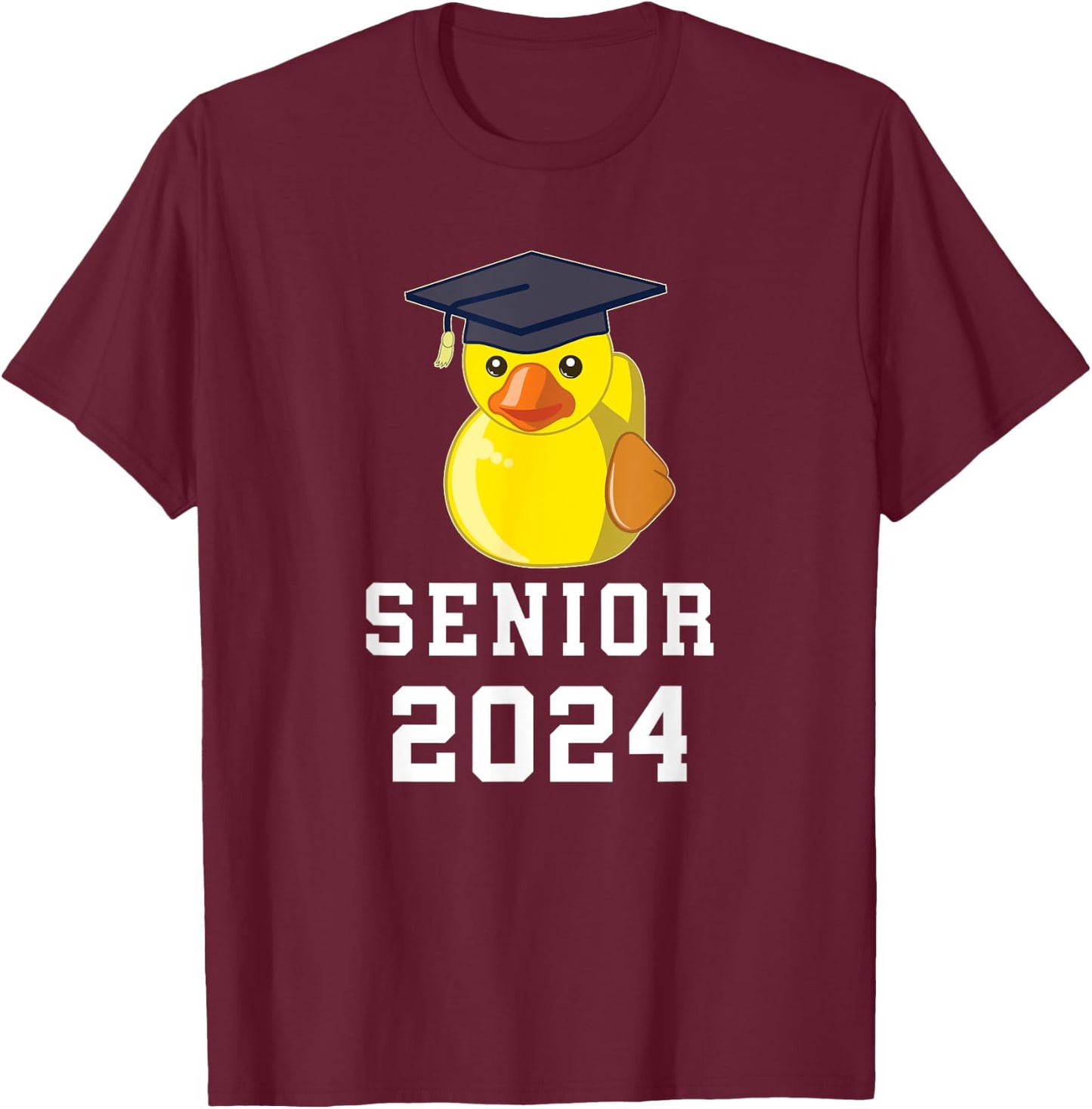 Rubber Duck Senior 2024 Graduate School & College Graduation T-Shirt - T-Shirt | Maroon