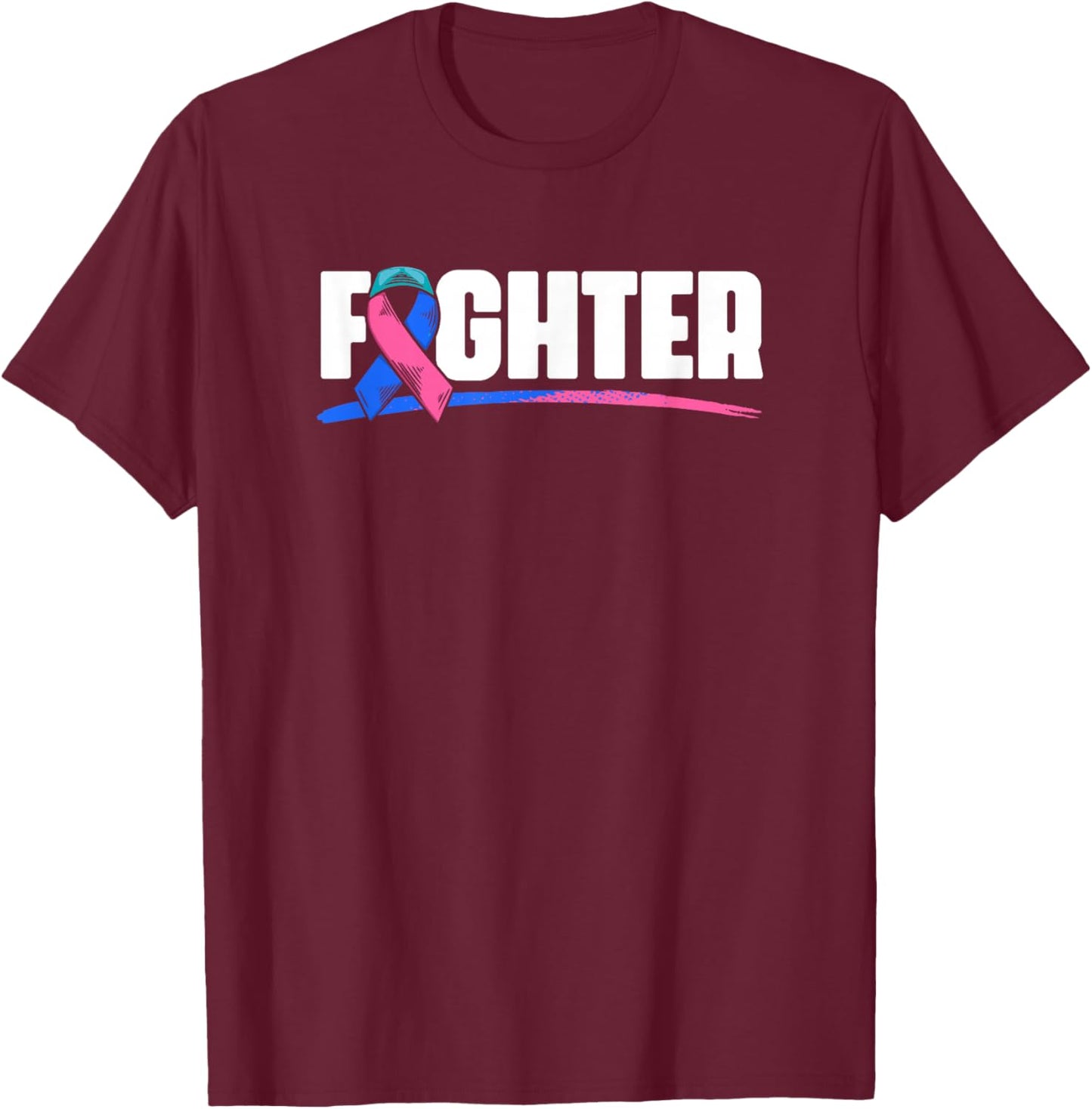 Thyroid Fighter - Thyroid Cancer Survivor Thyroid Cancer T-Shirt - T-Shirt | Maroon