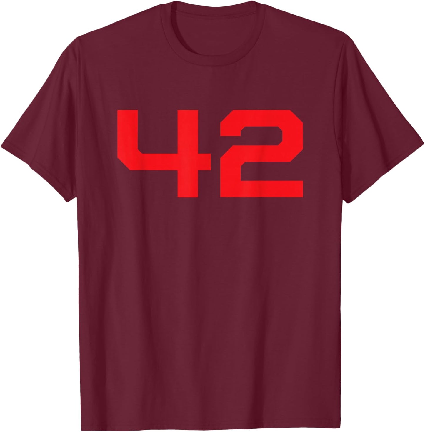 Red Sports Team Number #42 T-Shirt - T-Shirt | Maroon