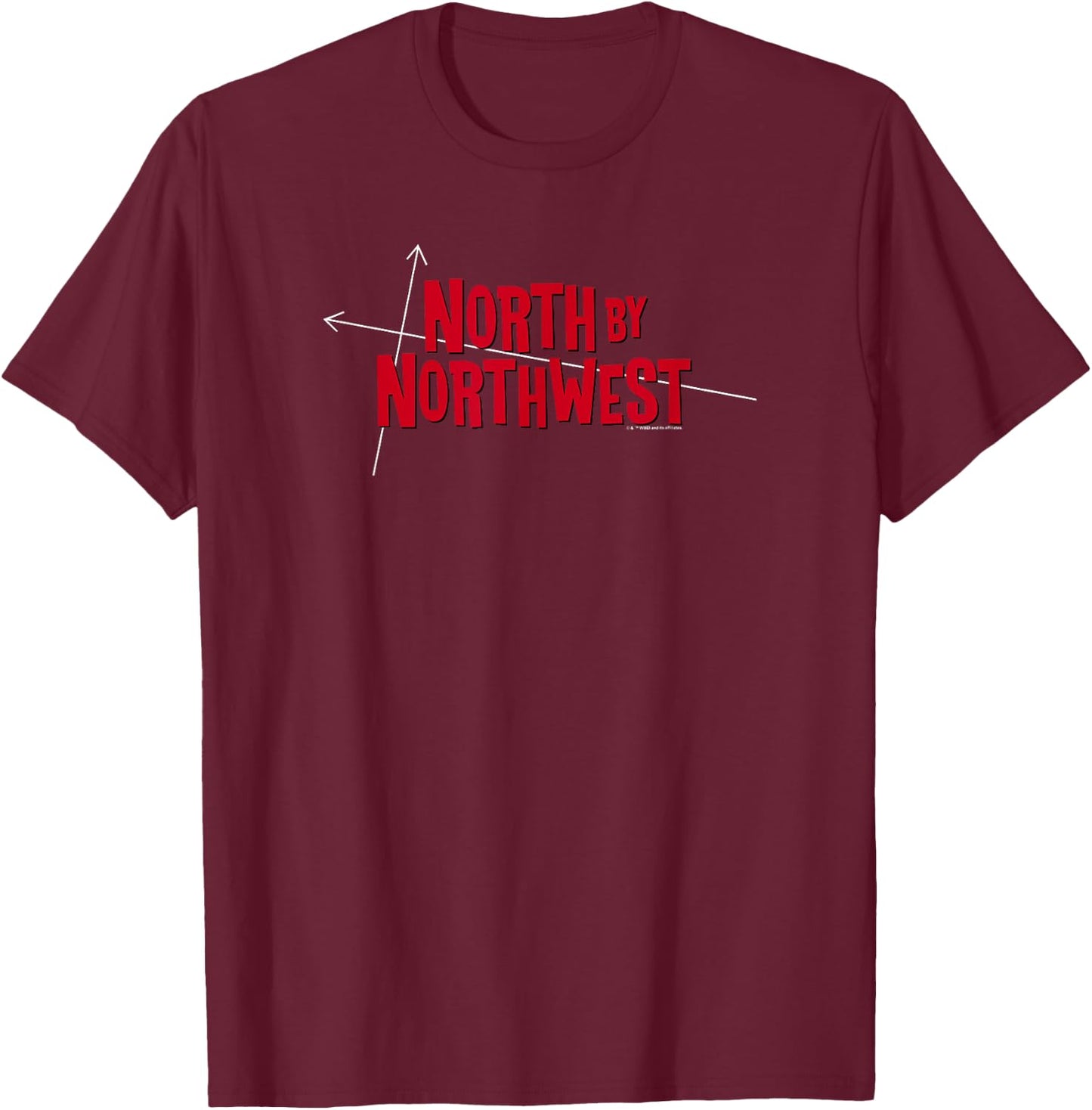 WB100 North by Northwest Red Mod Vintage Movie Logo T-Shirt - T-Shirt | Maroon