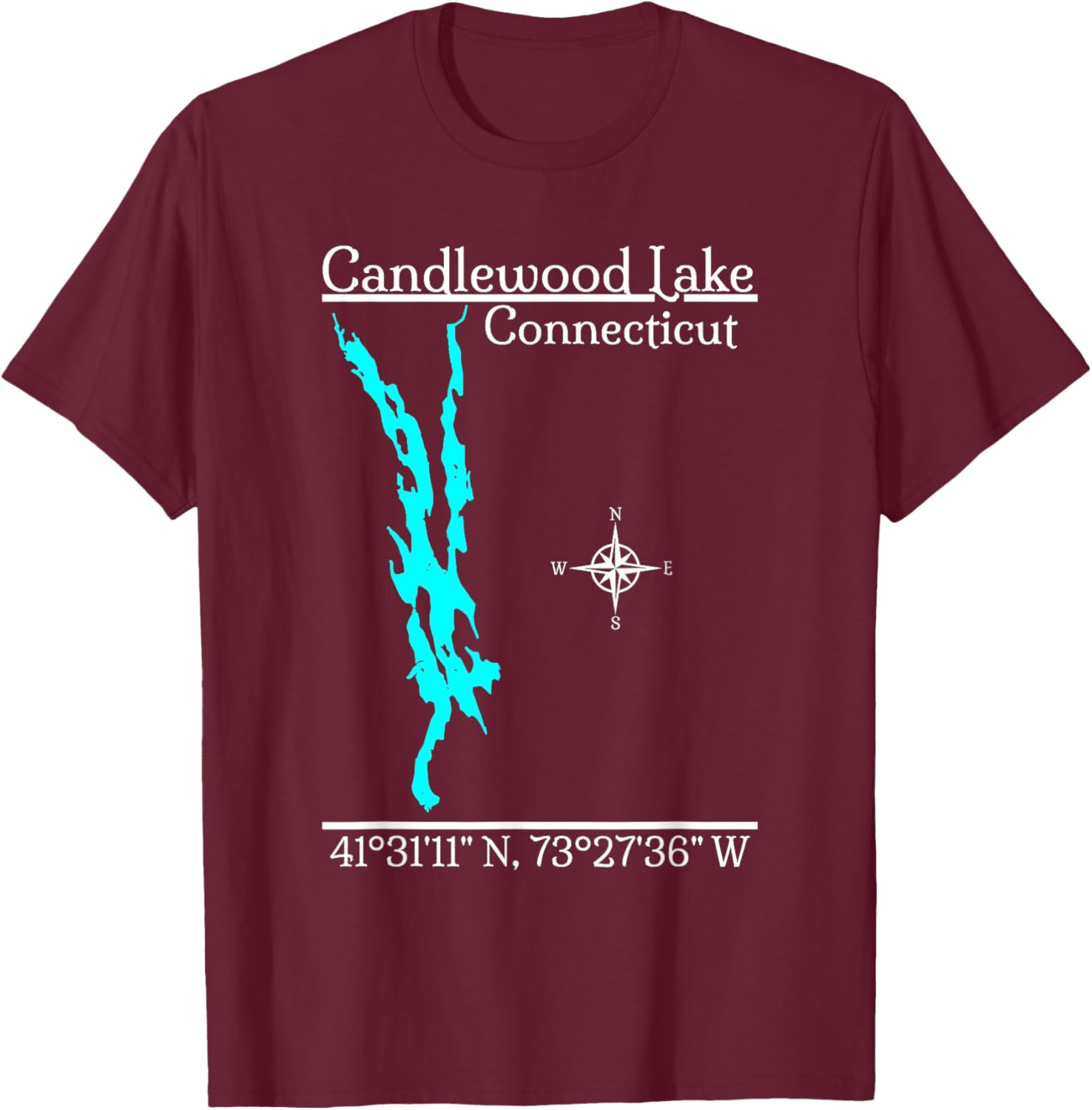Candlewood Lake - Connecticut T-Shirt - T-Shirt | Maroon