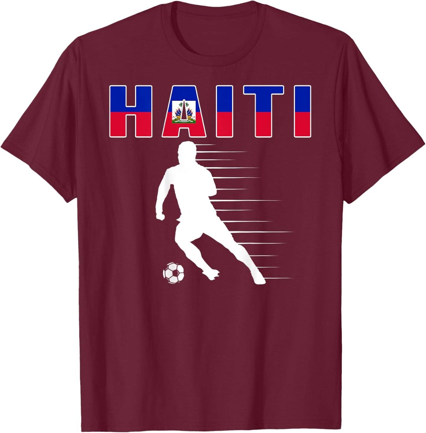 Haiti Soccer Lovers Jersey - Haitian Flag Football Players T-Shirt - T-Shirt | Maroon