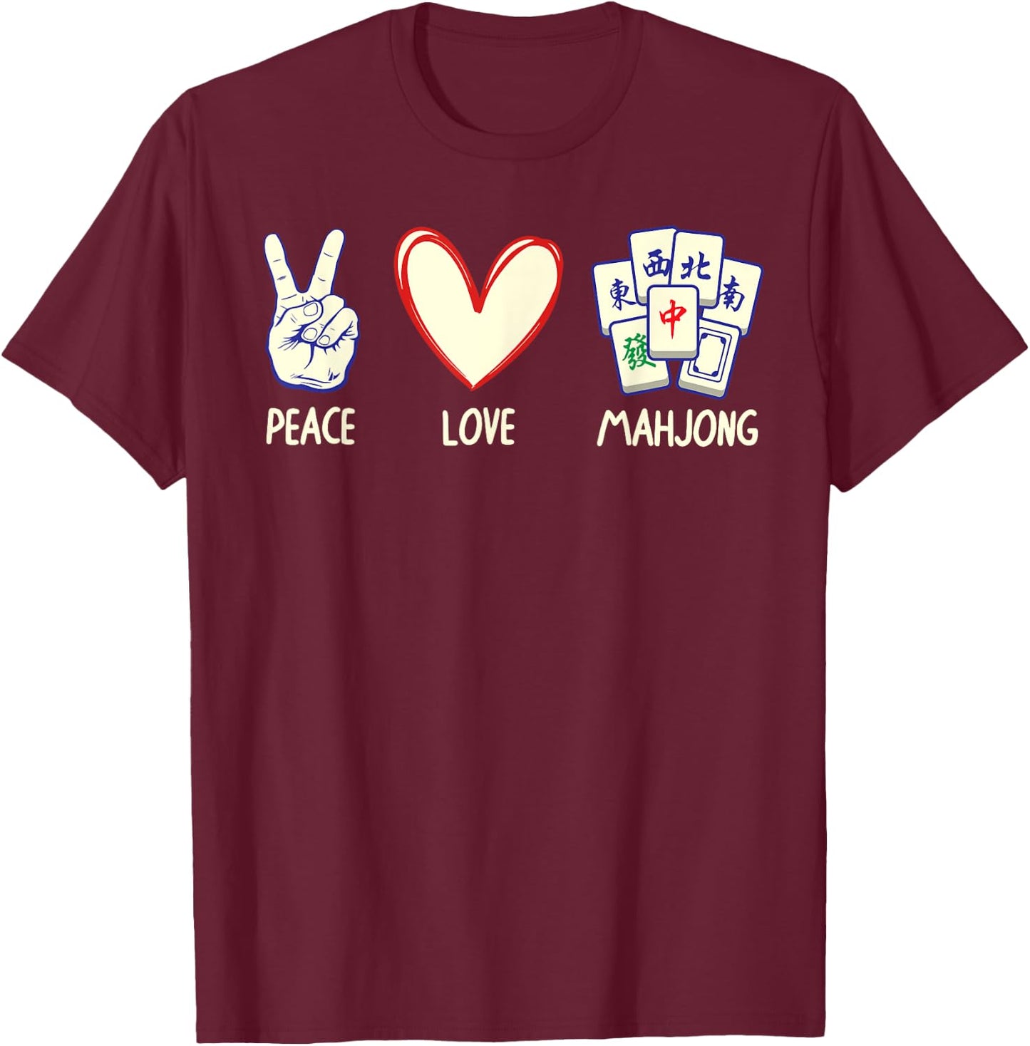 Funny Mahjong Art Women Chinese Mah Jongg Game Lover Small T-Shirt - T-Shirt | Maroon