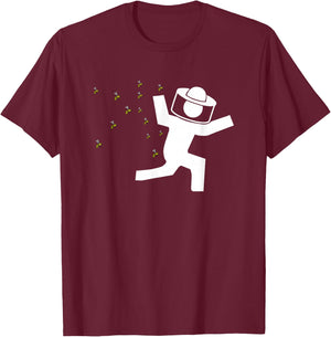 Beekeeper Chased by Bees Funny Running Beekeeper T-Shirt - T-Shirt | Maroon