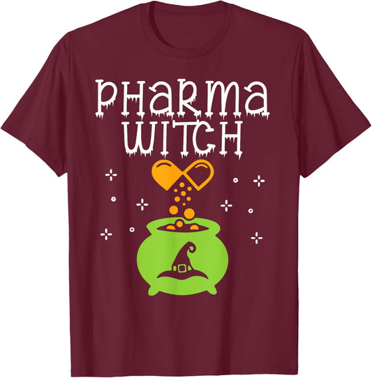 Pharmacy Witch Pharmacist Halloween Costume Pharmacy Pills T-Shirt - T-Shirt | Maroon