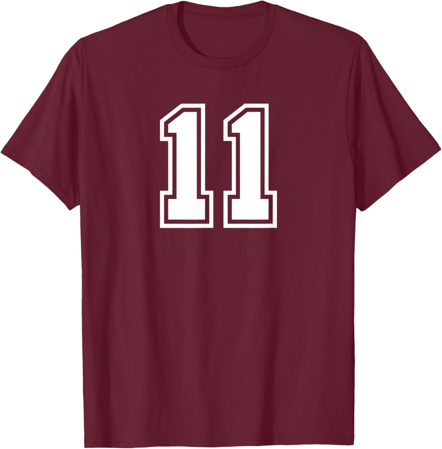 Number #11 Sport White Varsity Number T-Shirt - T-Shirt | Maroon