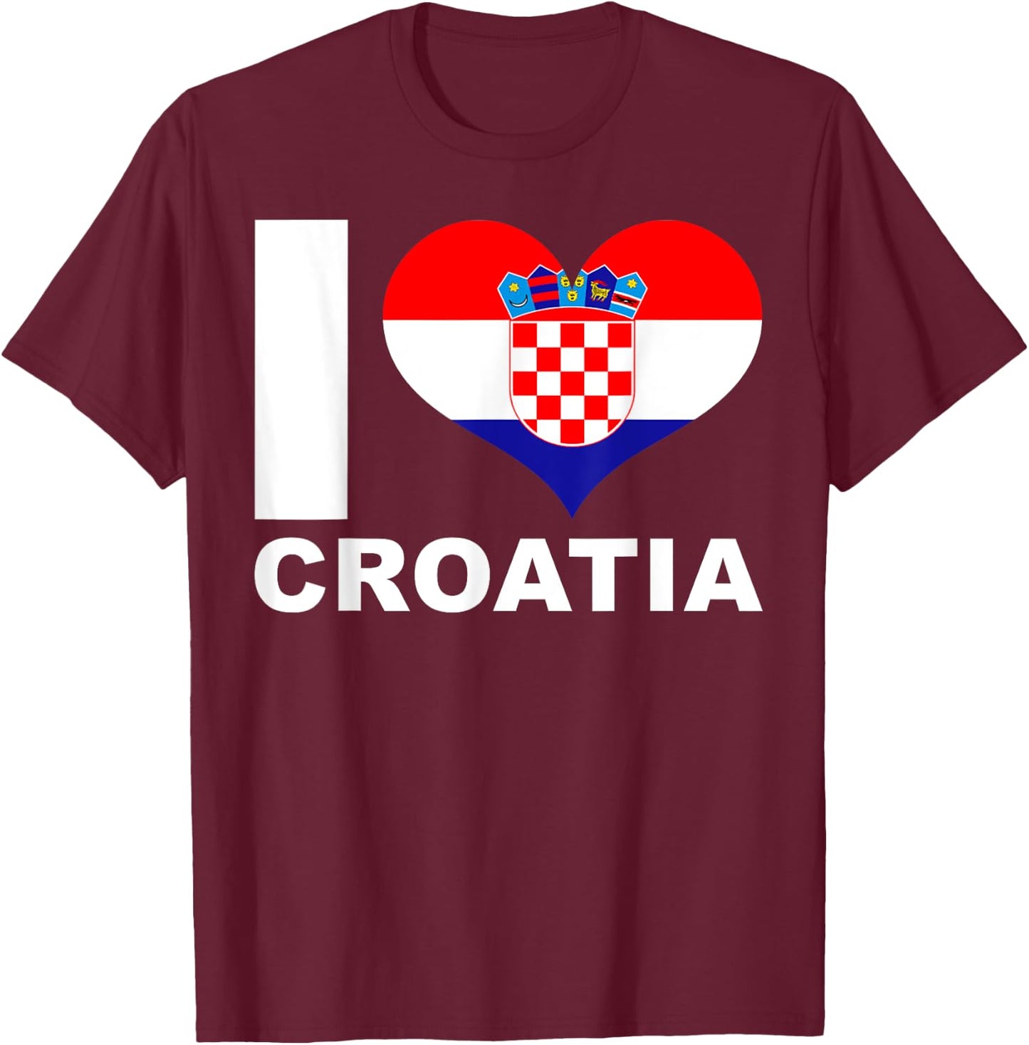 I Love Croatia - Heart Flag Croatia T-Shirt - T-Shirt | Maroon