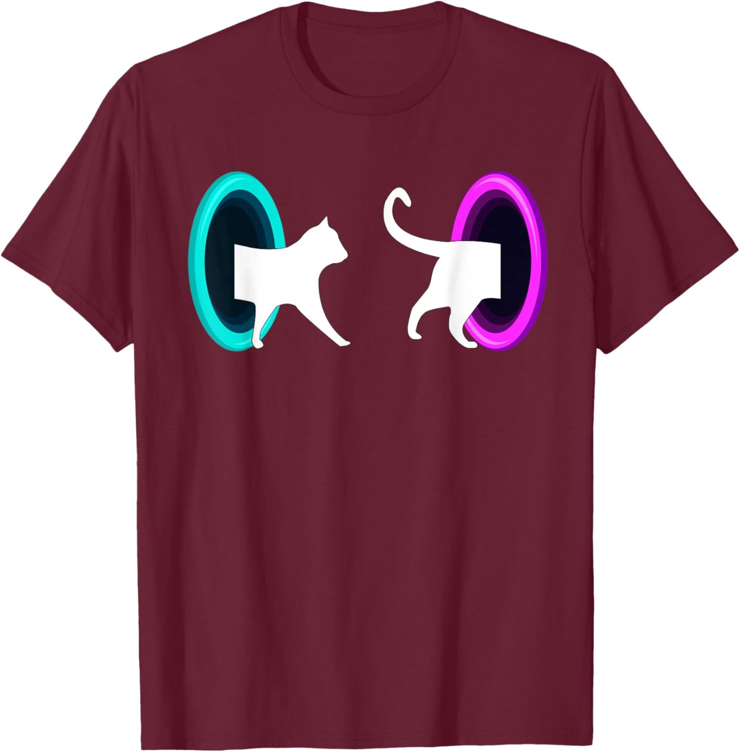 Cat Portal - Cat Time Travel, Science Cat, Physics Cat T-Shirt - T-Shirt | Maroon