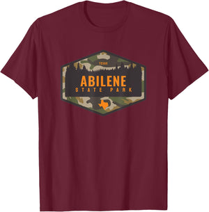 Abilene State Park Texas TX Camouflage Souvenir T-Shirt - T-Shirt | Maroon
