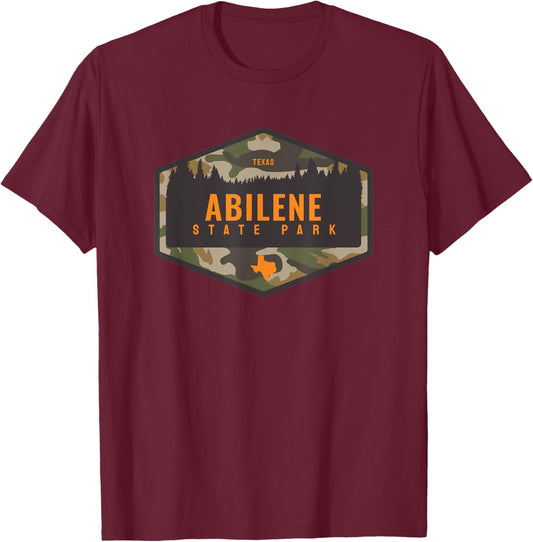 Abilene State Park Texas TX Camouflage Souvenir T-Shirt - T-Shirt | Maroon