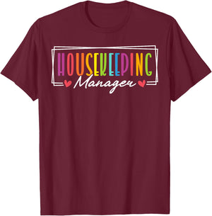 Cute Housekeeping Manager Heart T-Shirt - T-Shirt | Maroon
