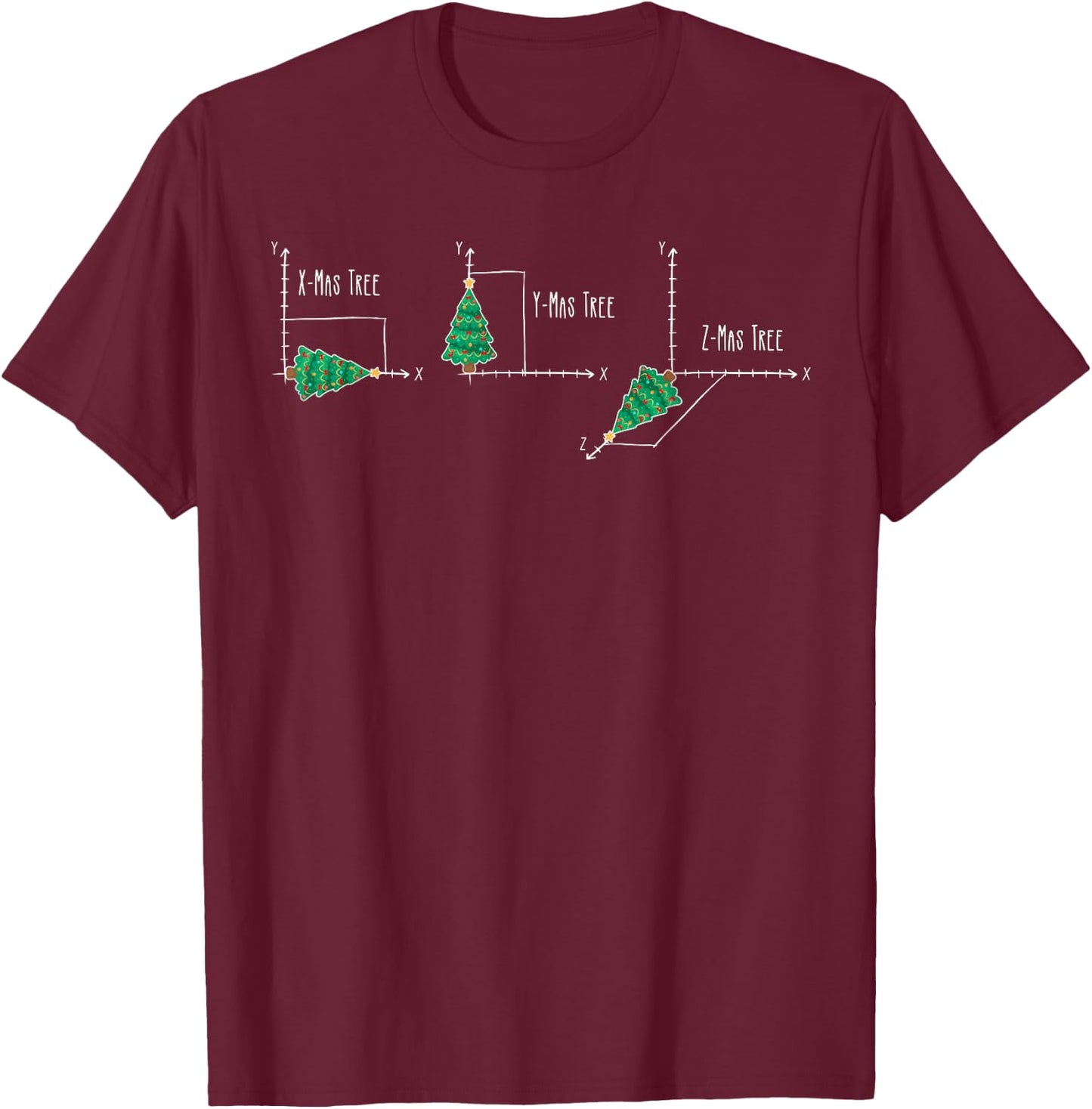 Funny Math Nerd X-Mas Tree Graph Geometree Christmas Teacher T-Shirt - T-Shirt | Maroon