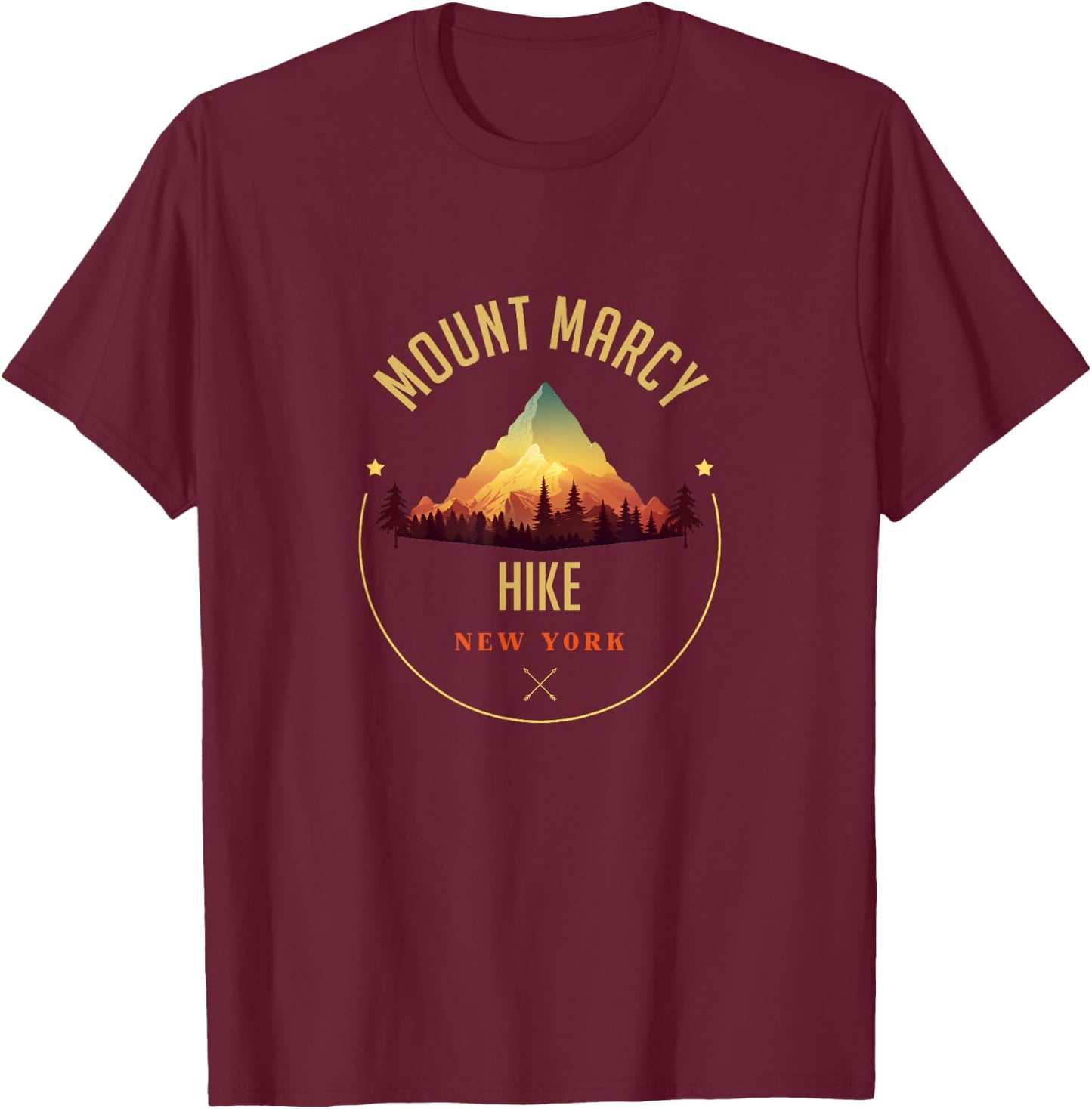 Mount Marcy Souvenir Apparel - Mount Marcy Hiking T-Shirt - T-Shirt | Maroon