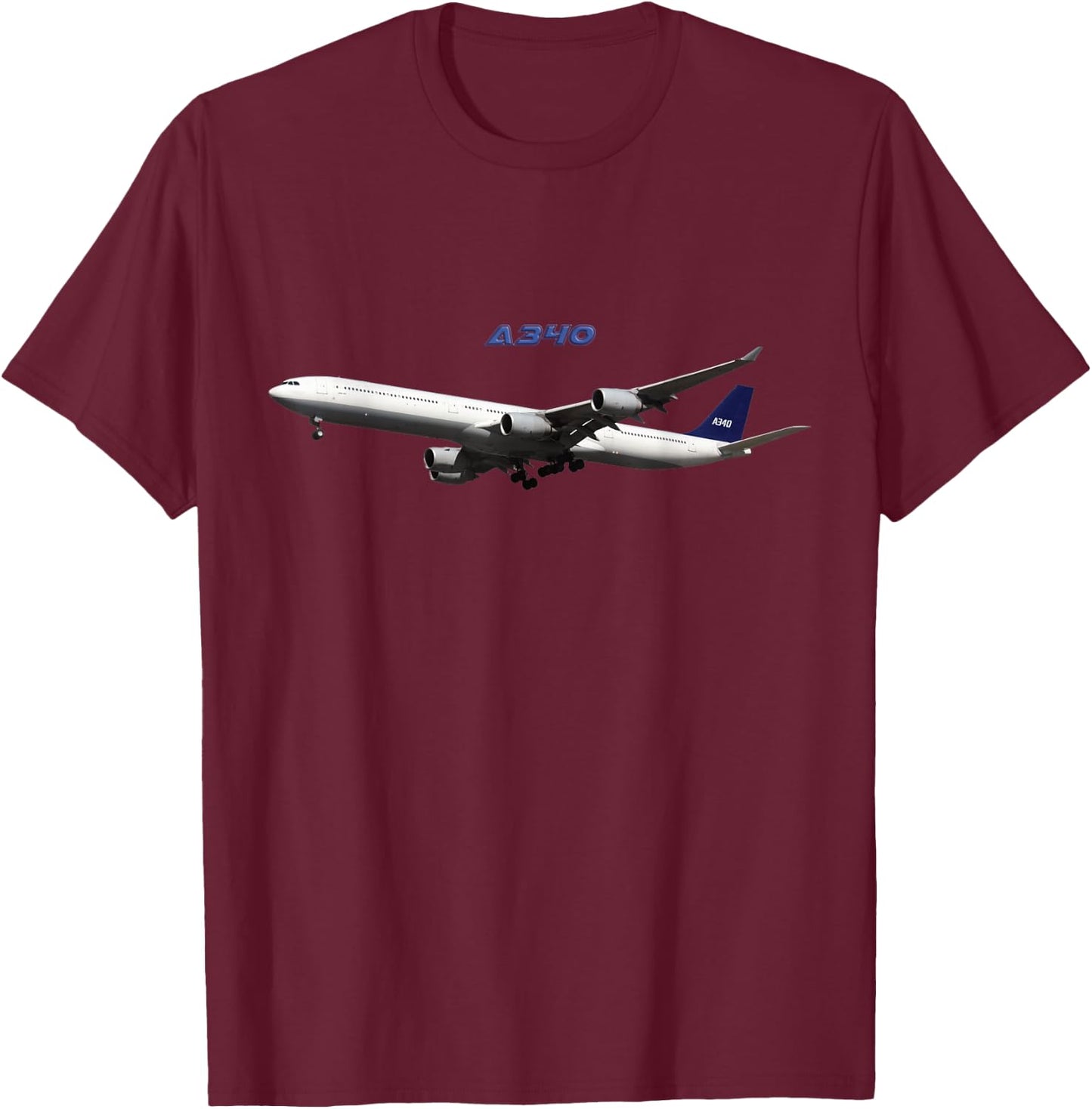A340 Passenger Airliner, Aeroplane, Wide Body Plane T-Shirt - T-Shirt | Maroon