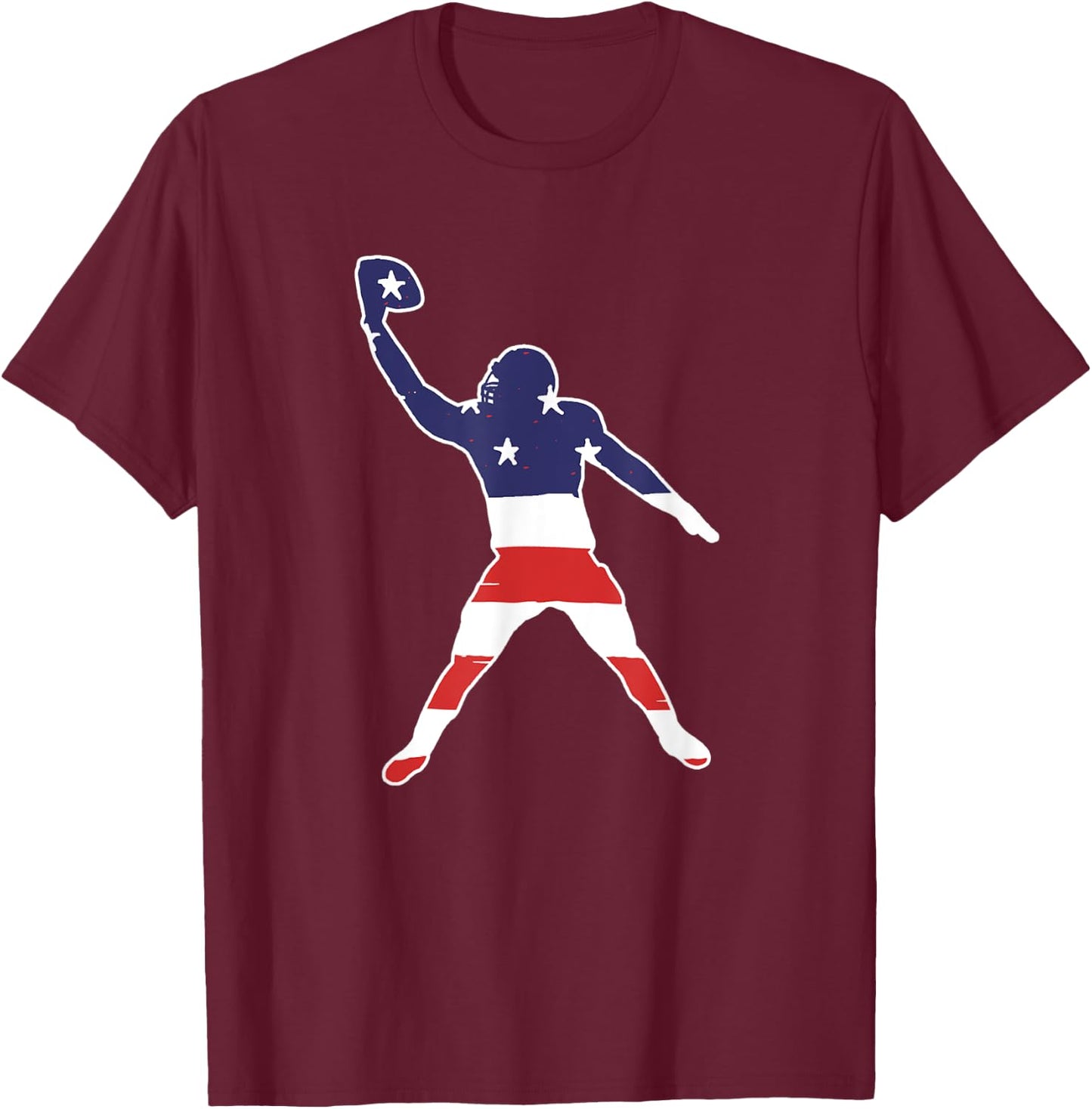 One Hand Catch Football Wide Receiver Flag T-Shirt - T-Shirt | Maroon