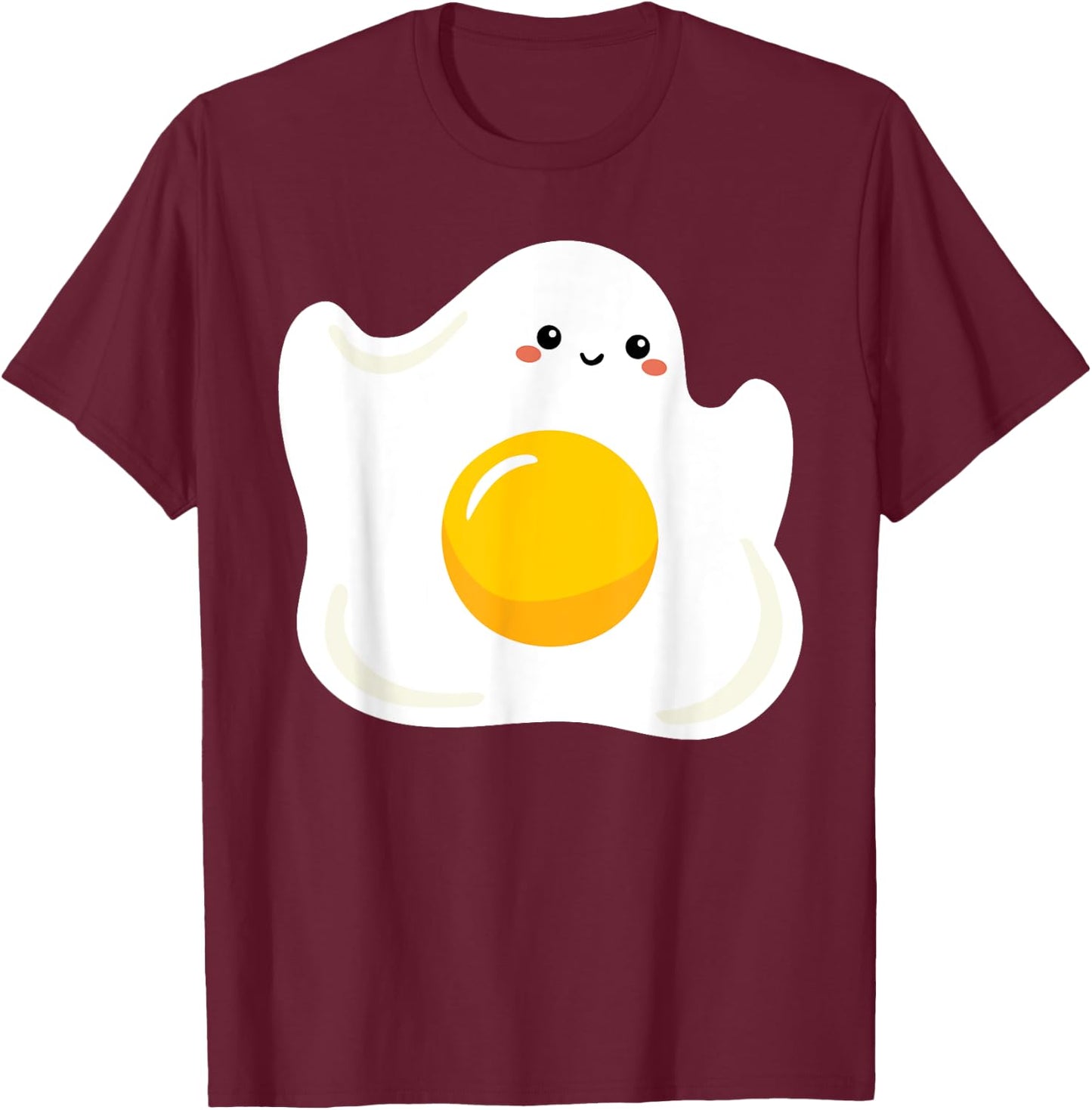Cute Ghost Fried Egg Costume Funny Halloween Egg T-Shirt - T-Shirt | Maroon