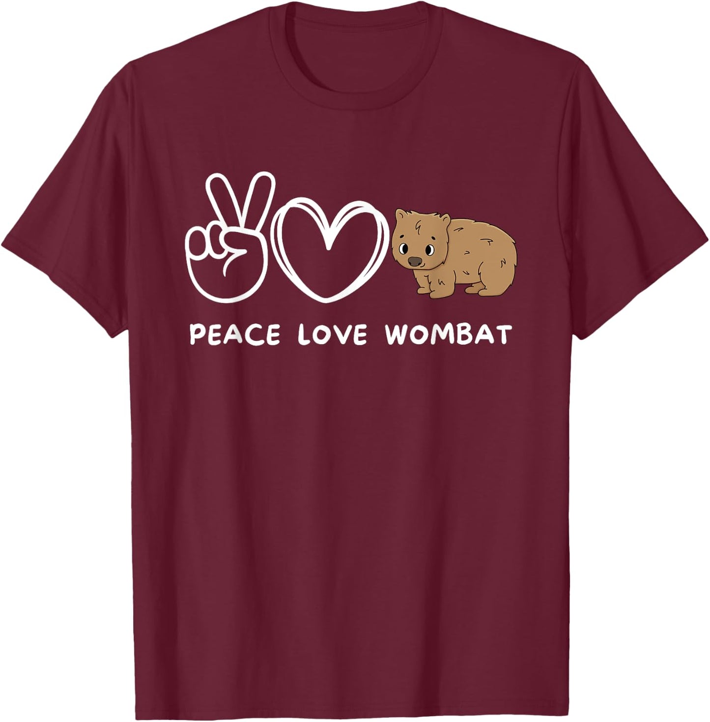 Peace, Love Wombat Retro Wombat Lover Animals Lover T-Shirt - T-Shirt | Maroon