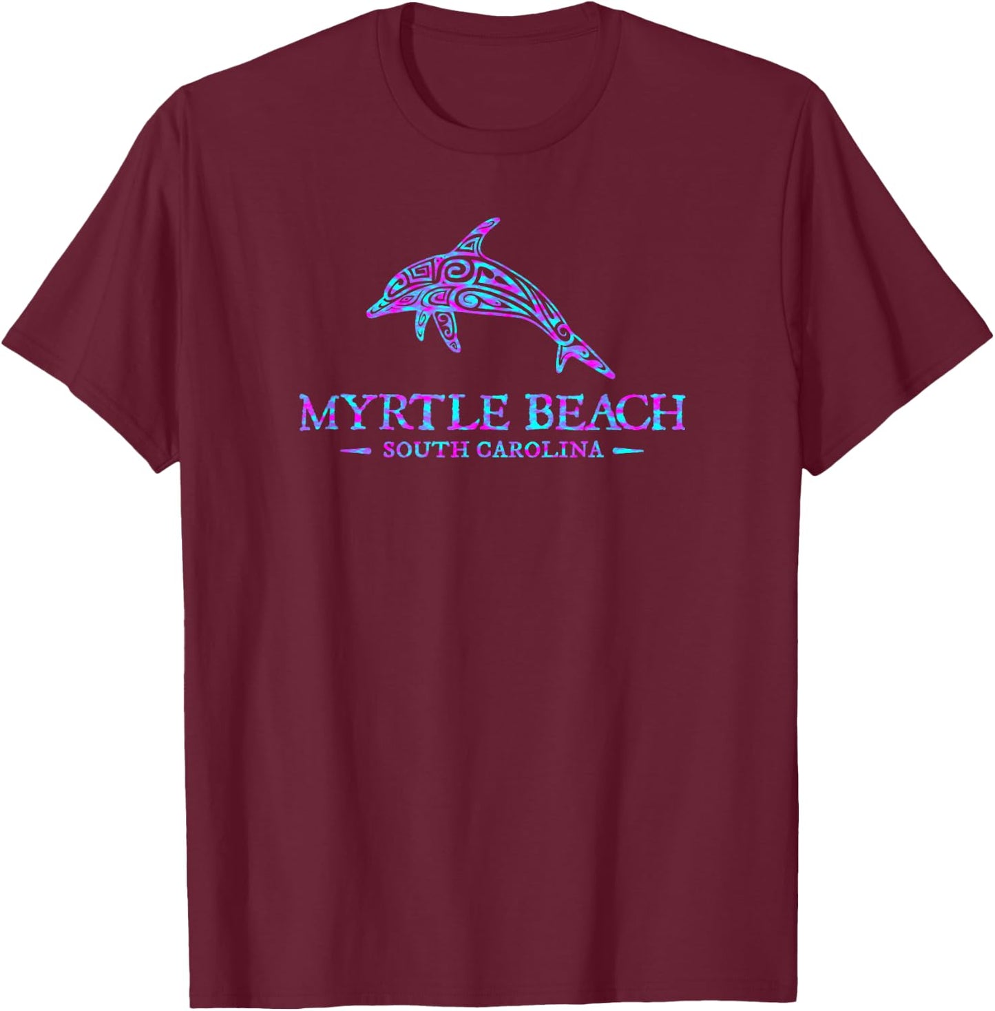 Myrtle Beach South Carolina Dolphin Boys Girls Souvenir T-Shirt - T-Shirt | Maroon