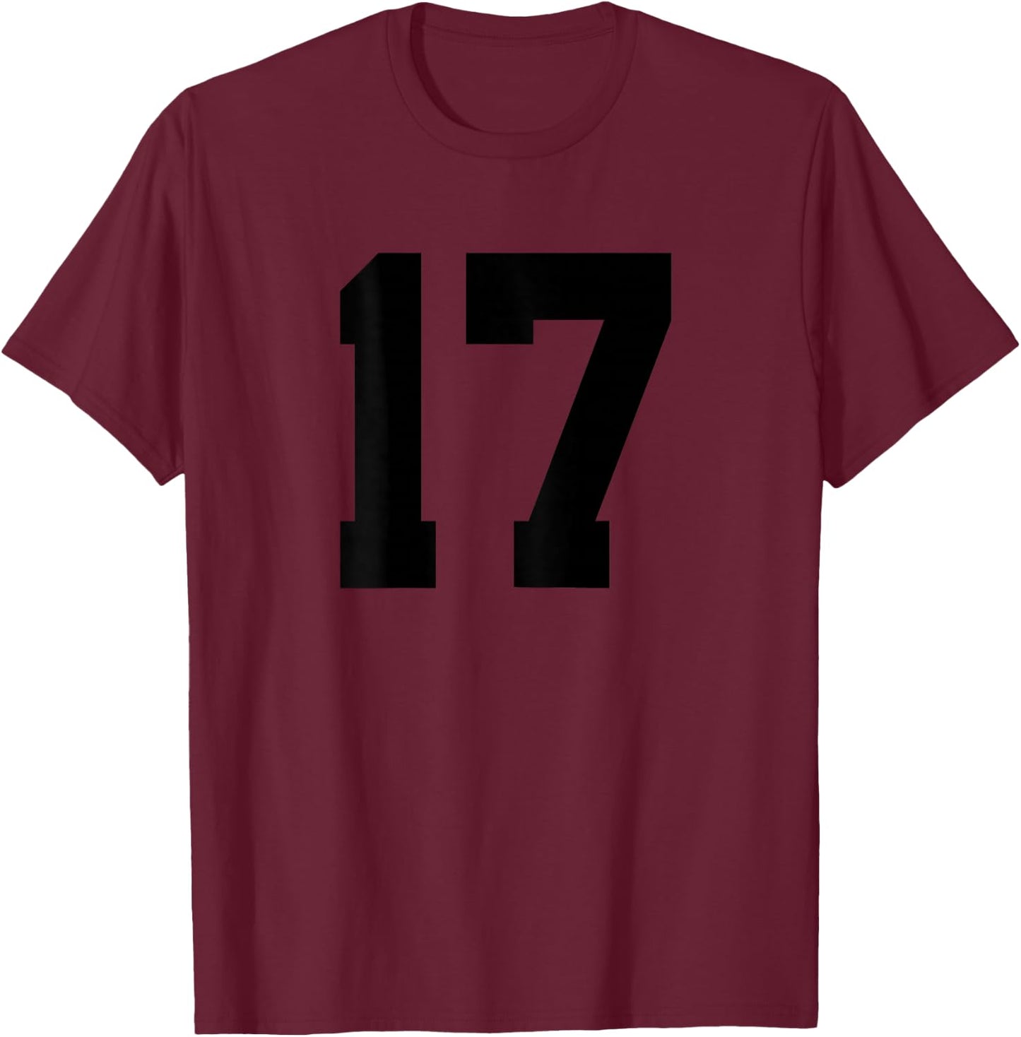Number 17 (on Back) Sports Team Jersey Number T-Shirt - T-Shirt | Maroon