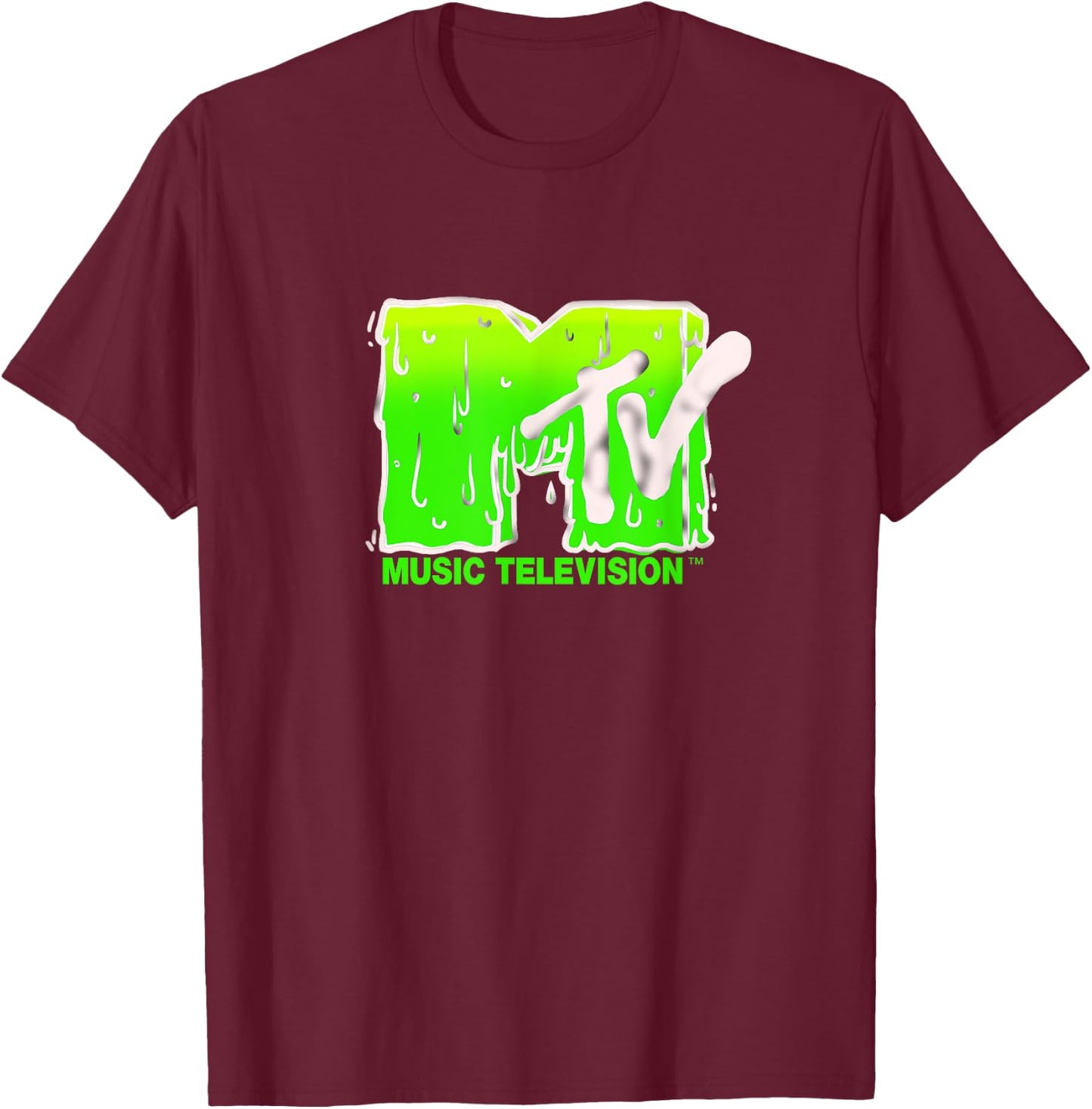Mademark x MTV - The official MTV Logo in green liquid horror style T-Shirt - T-Shirt | Maroon