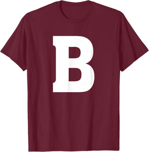 Letter B Shirt Alphabet Capital Letter T-Shirt - T-Shirt | Maroon