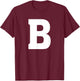 Letter B Shirt Alphabet Capital Letter T-Shirt - T-Shirt | Maroon