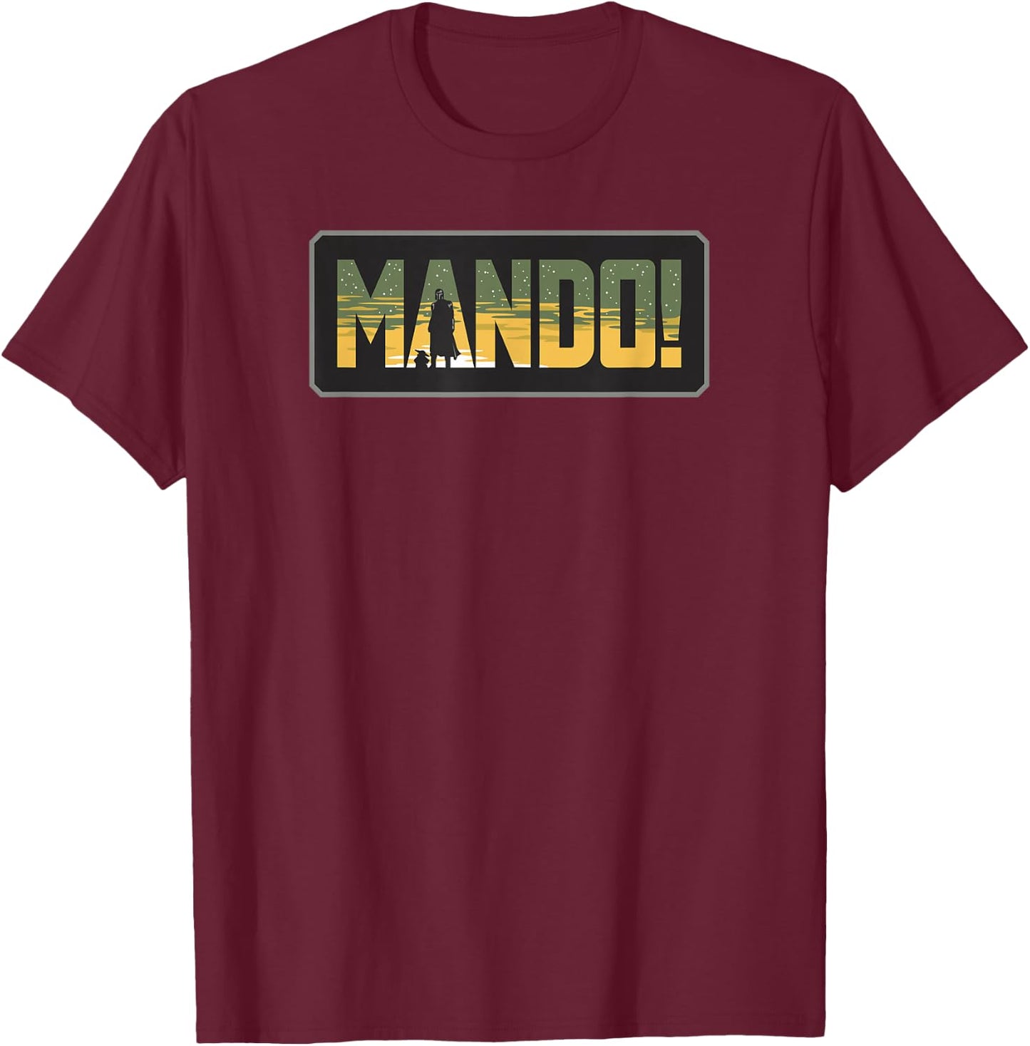 Star Wars: The Mandalorian Midnight Mando Silhouette Logo T-Shirt - T-Shirt | Maroon
