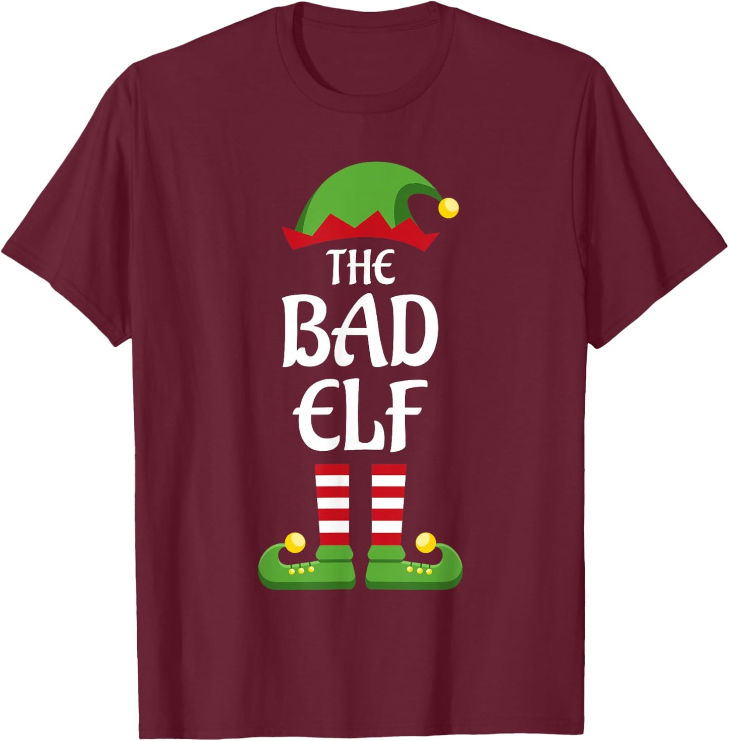 Bad Elf Family Matching Group Christmas T-Shirt - T-Shirt | Maroon