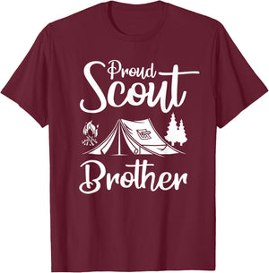 Proud Scout Brother Camping Scouting Tent Scout Leader T-Shirt - T-Shirt | Maroon