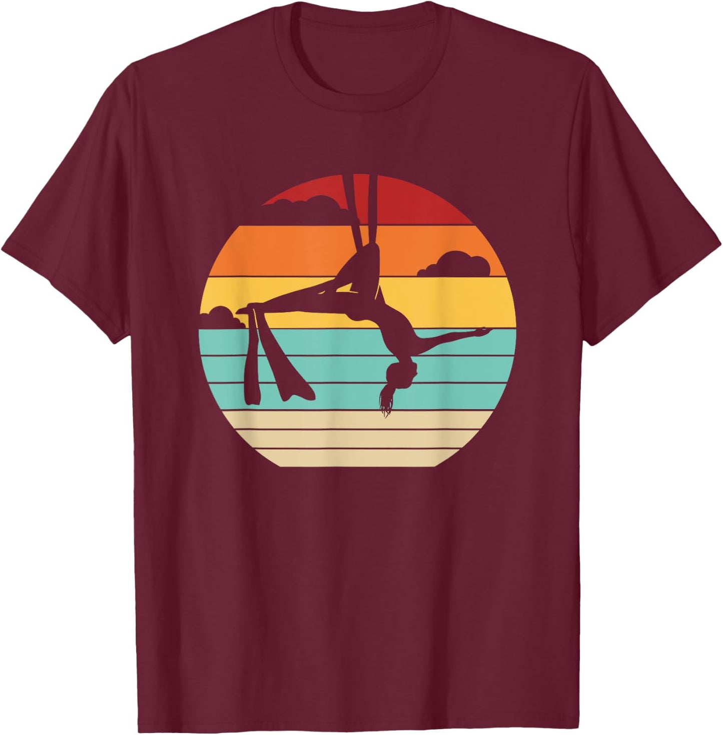 Retro Aerial Yoga Aerialist Gymnastics Dancer Aerial Silks T-Shirt - T-Shirt | Maroon