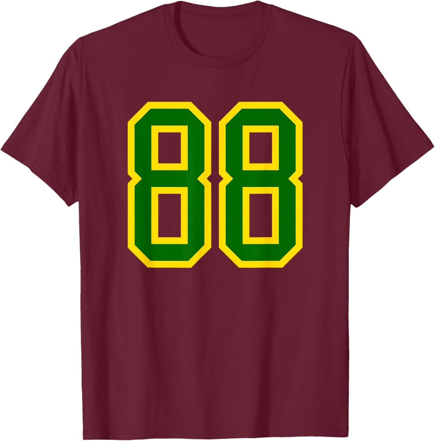 Green Yellow Sports Number 88 T-Shirt - T-Shirt | Maroon