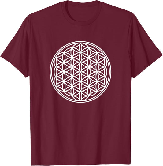 Flower Of Life / Symbol of Fundamental Forms Of Space Time T-Shirt - T-Shirt | Maroon