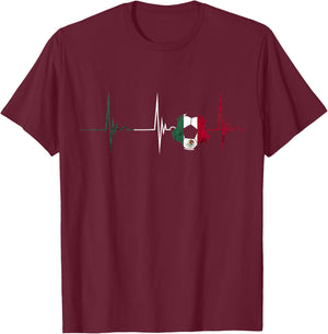 Mexico Heartbeat EKG Pulse Mexican Soccer Team Mexican Flag T-Shirt - T-Shirt | Maroon