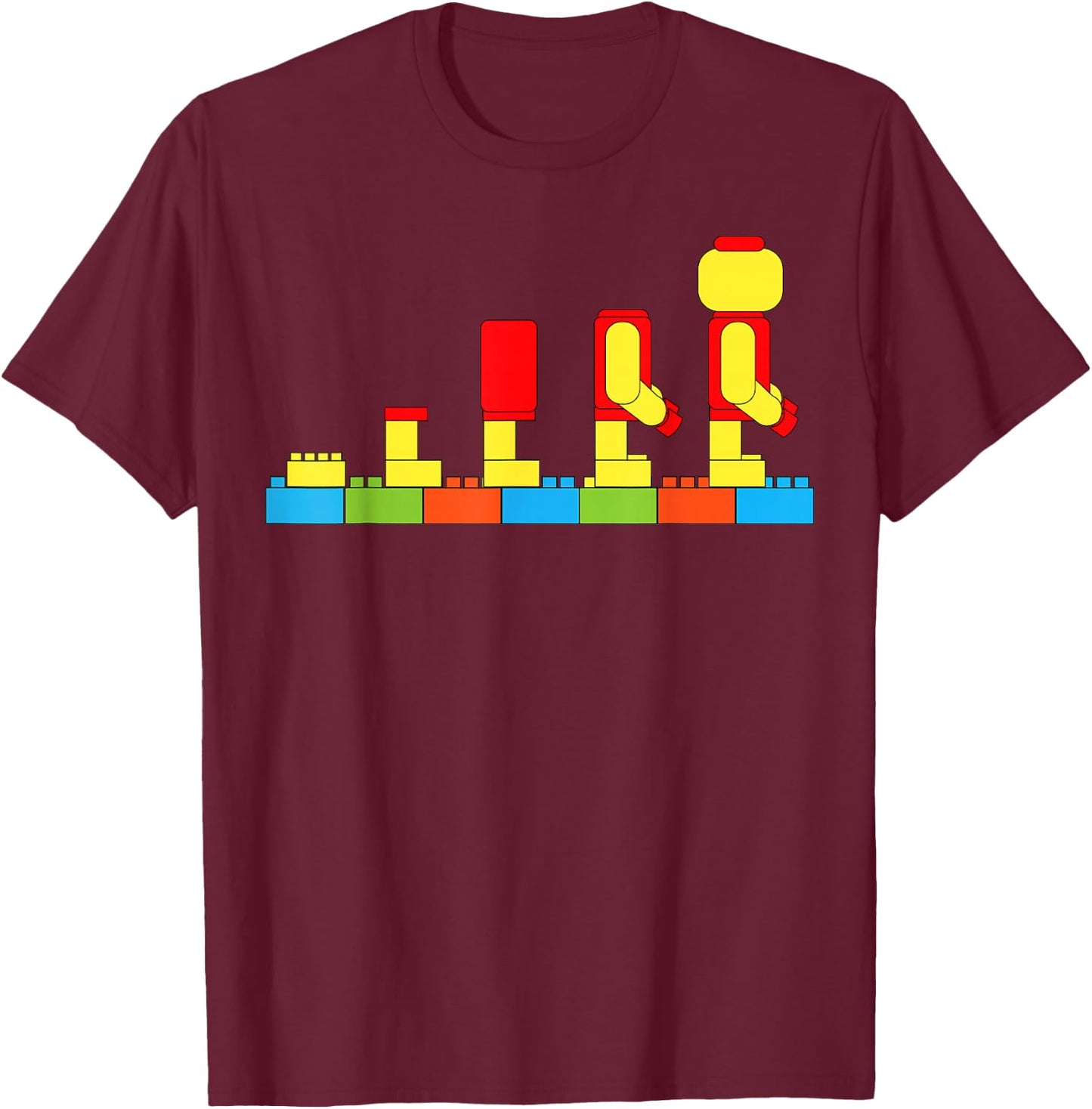 Bricks Evolution Master Builder Building Blocks T-Shirt - T-Shirt | Maroon