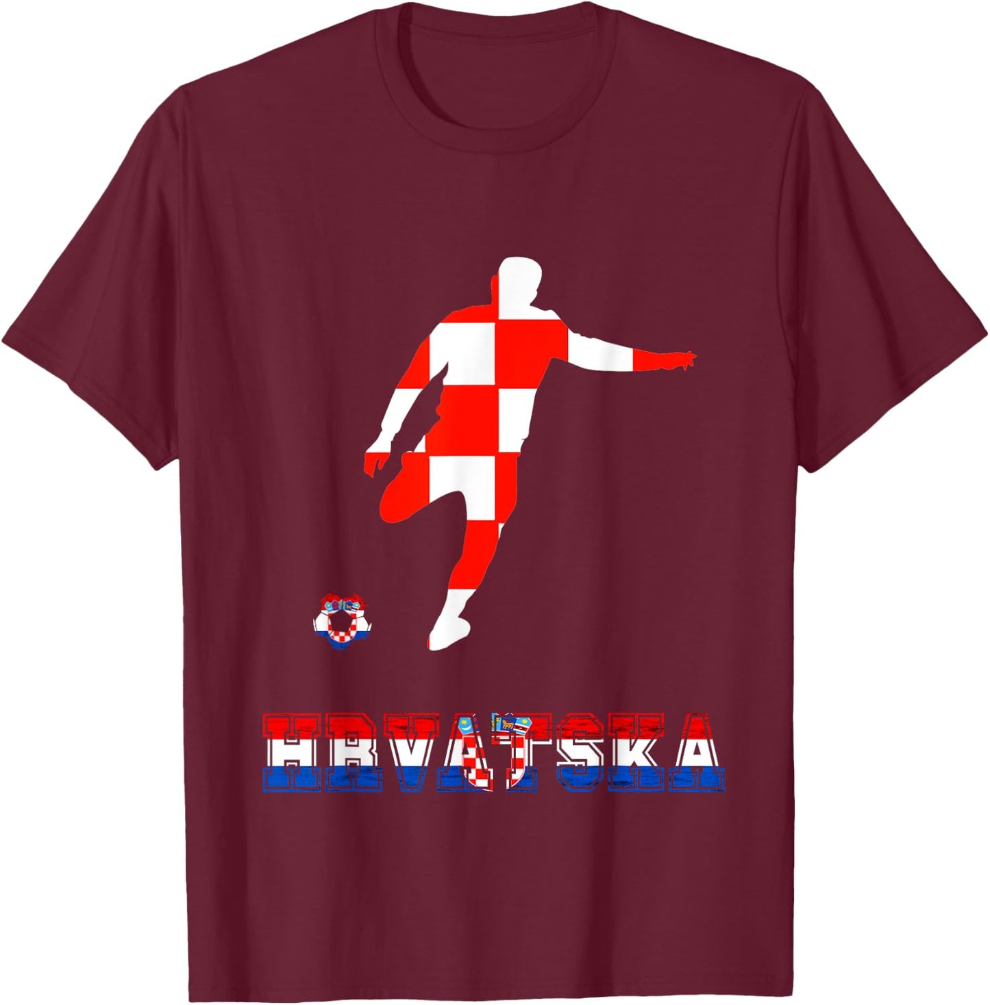 Hrvatska Soccer Team Croatian Football Player Croatia T-Shirt - T-Shirt | Maroon
