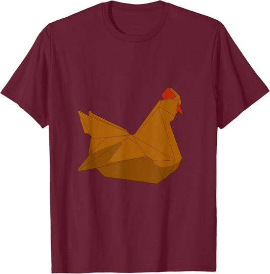 Origami Paper Geometric Chicken T-Shirt - T-Shirt | Maroon