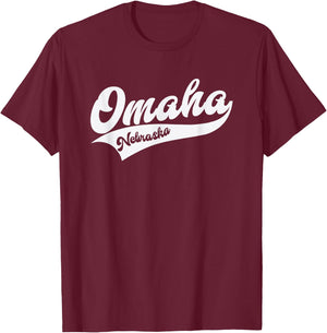 Omaha - Nebraska - Retro / Throwback Design - Classic T-Shirt - T-Shirt | Maroon