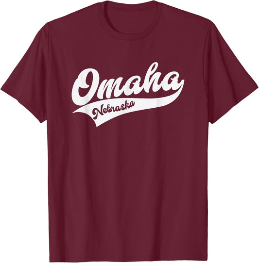 Omaha - Nebraska - Retro / Throwback Design - Classic T-Shirt - T-Shirt | Maroon