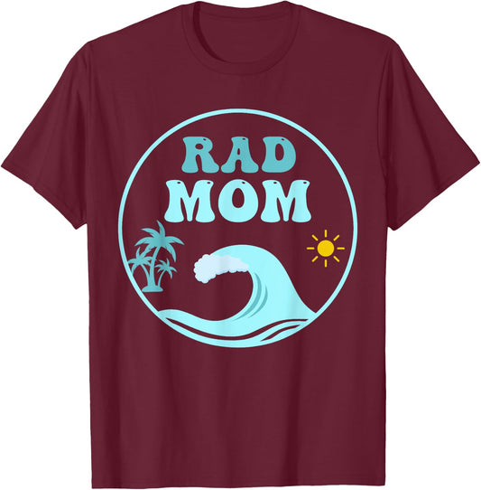 Rad Mom The Big One 1st Birthday Surf Family Matching T-Shirt - T-Shirt | Maroon