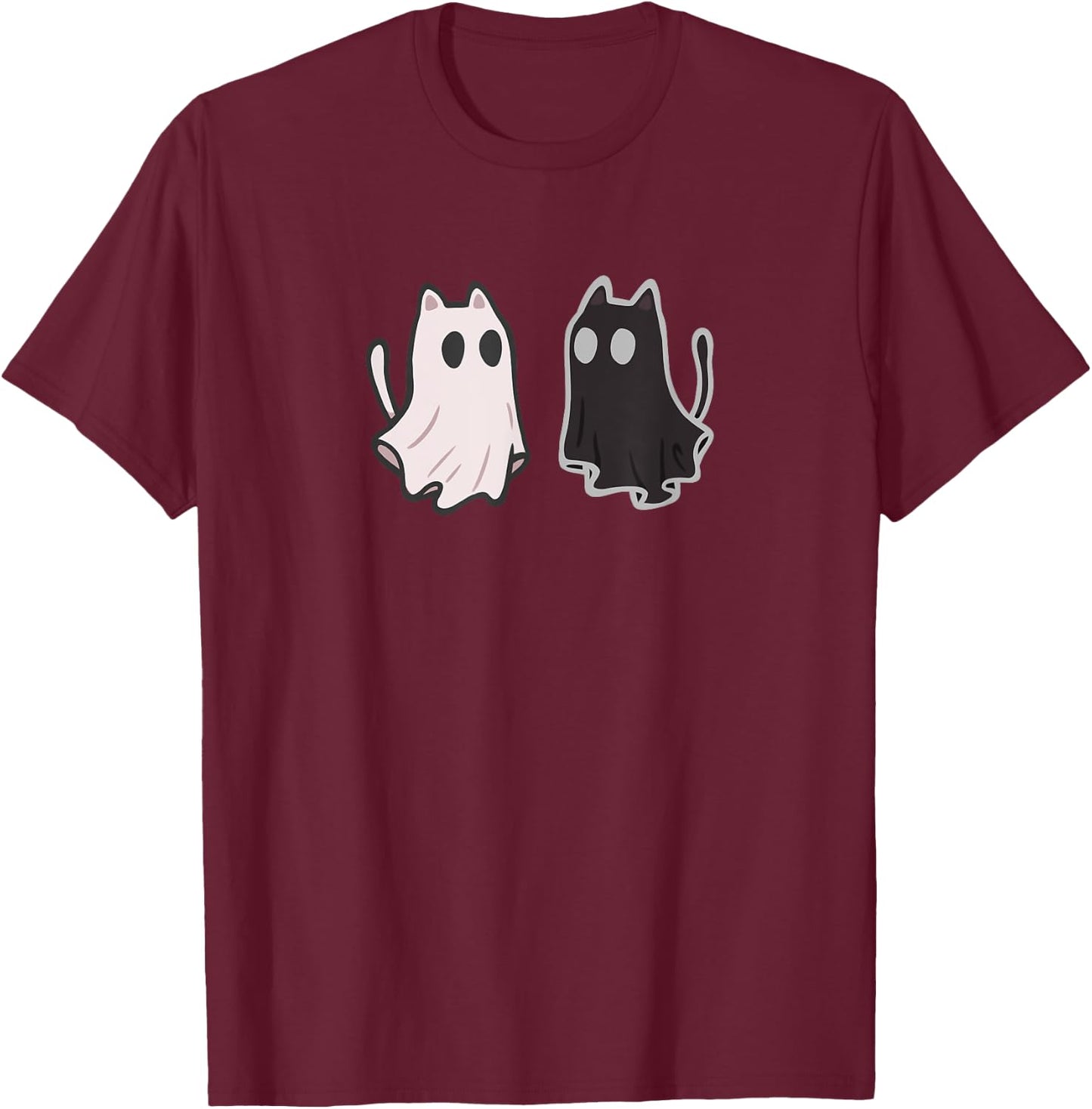 Flowing Little Cute Ghost Cats T-Shirt - T-Shirt | Maroon