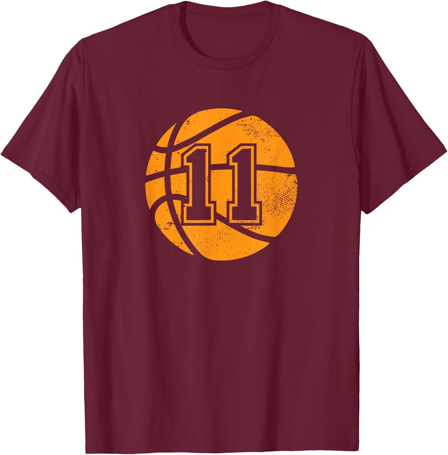 Basketball Player #11 Basketball Mom Dad Jersey Number 11 T-Shirt - T-Shirt | Maroon